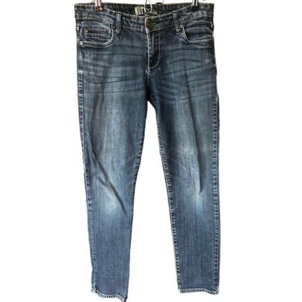 Kut From The Kloth Jeans Womens 6 Blue Stretch Denim Skinny Mid Rise Distressed